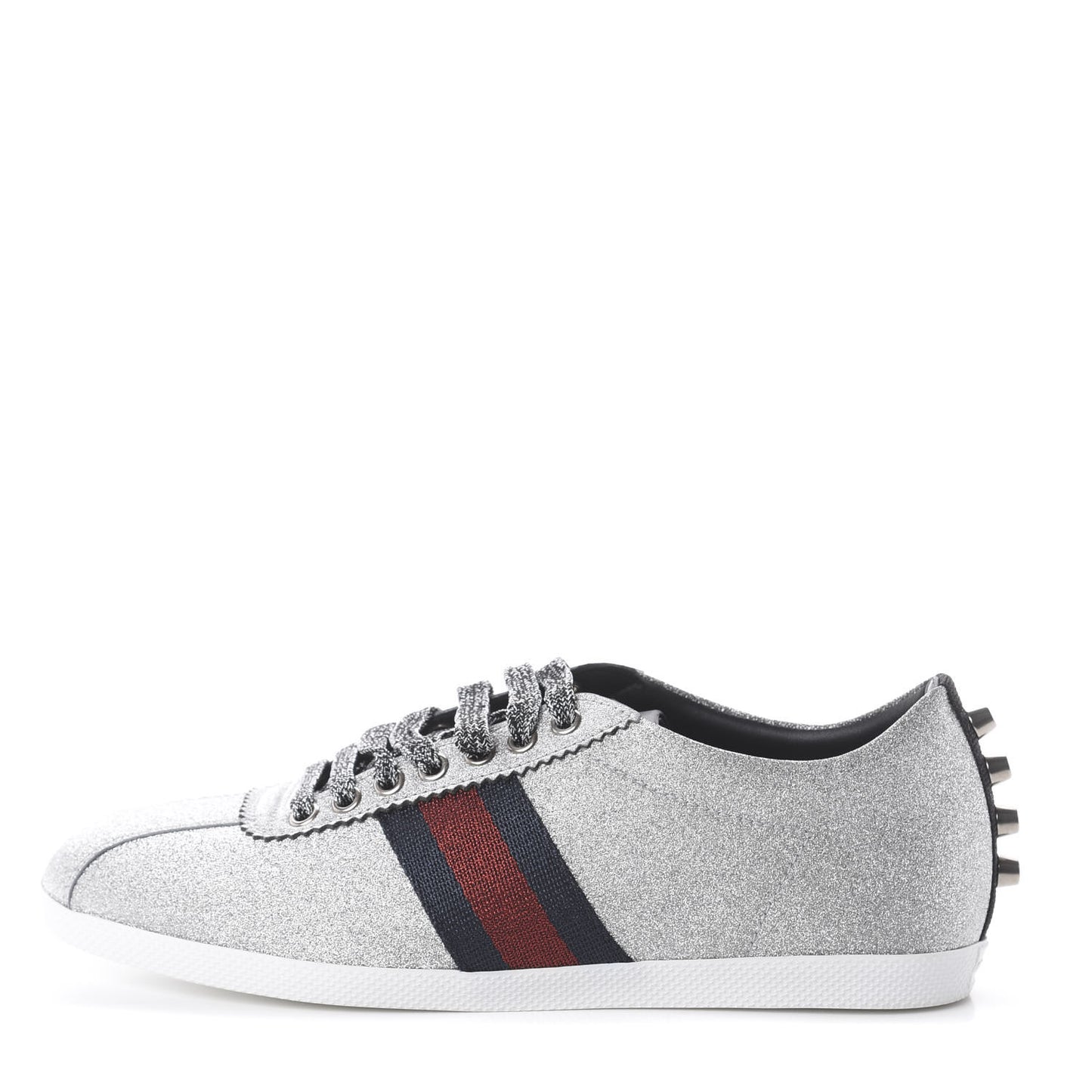 Glitter Fabric Studded Web Sneakers 39 Silver