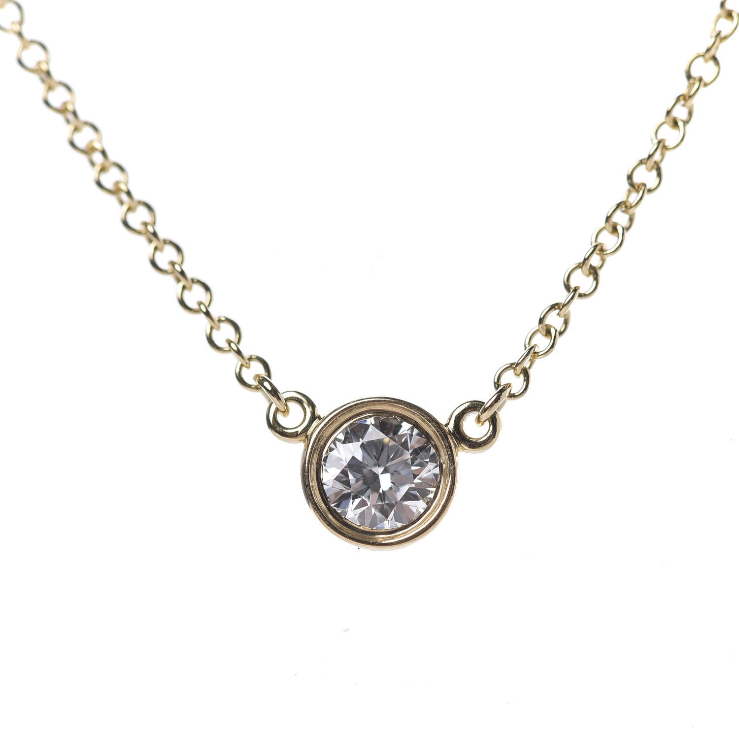 Tiffany 18K Yellow Gold Diamond .21ct Elsa Peretti Diamonds by the Yard Pendant Necklace 4 of 9