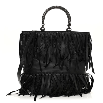 Bottega Veneta Nappa Fringe Woven Handle Tote Black 1 of 10