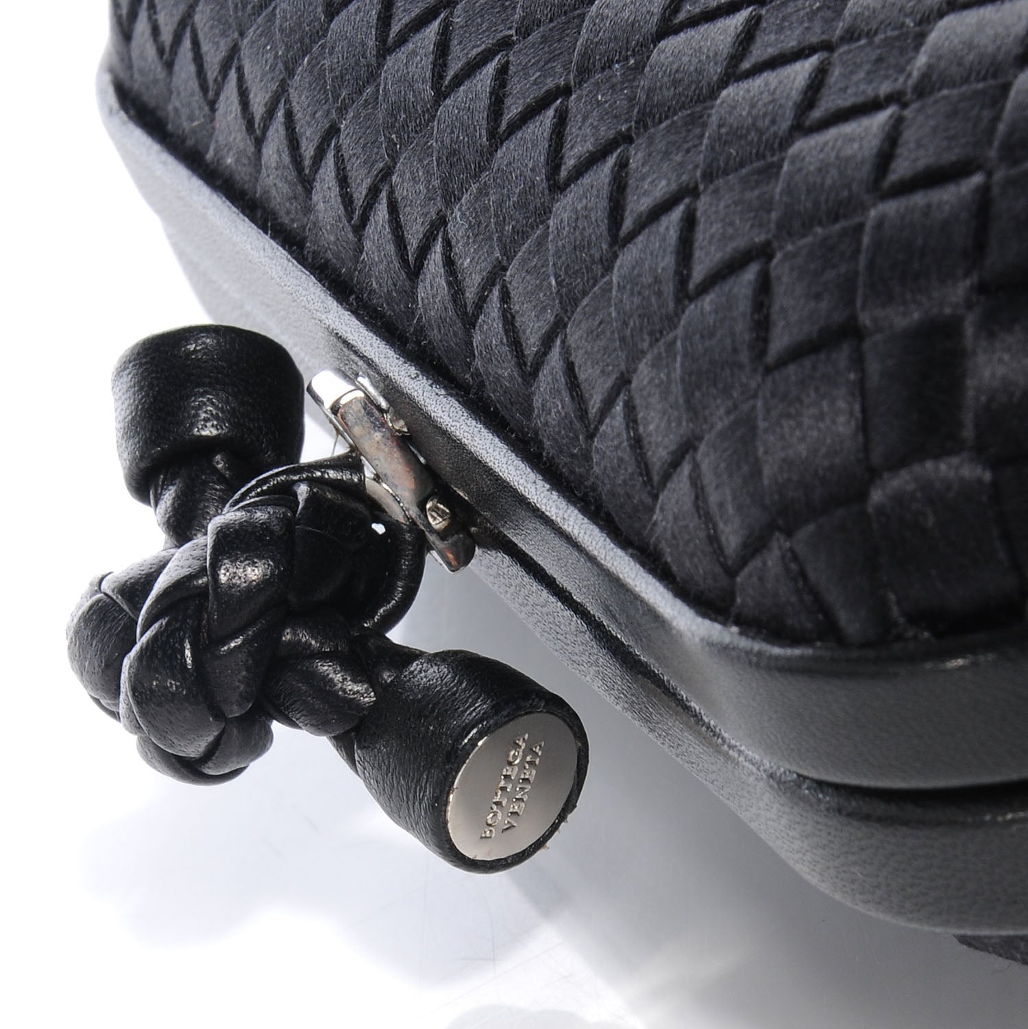 Bottega Veneta Ayers Satin Intrecciato Stretch Knot Clutch Nero Black 7 of 8