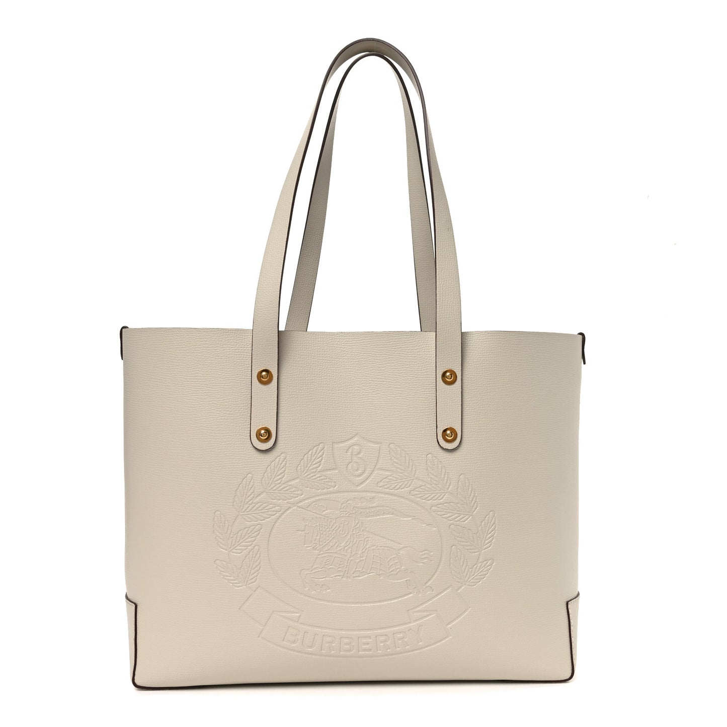 Calfskin Crest Embossed Small Tote Limestone