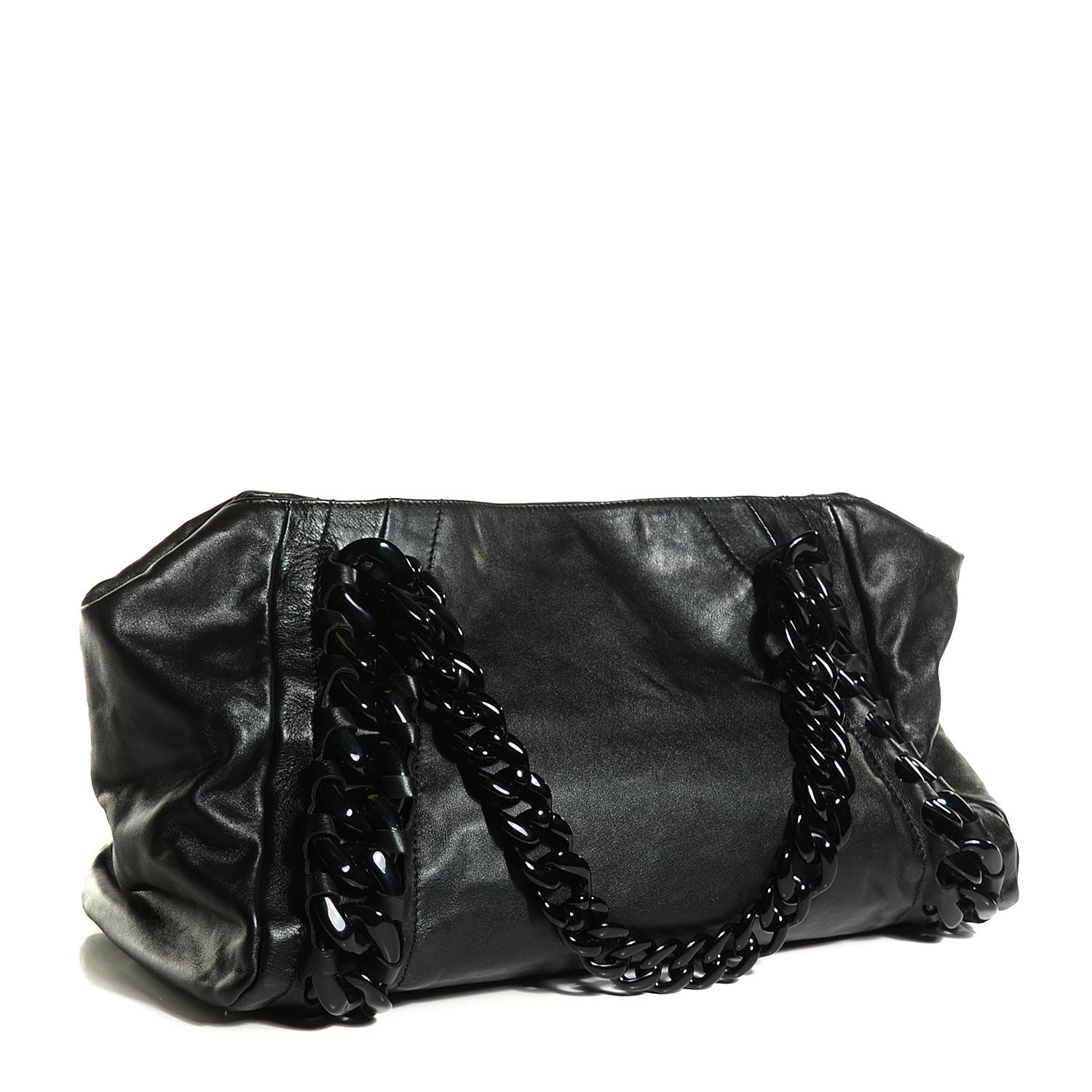 Chanel Calfskin Modern Chain Rhodoid East West Tote Black 3 of 7
