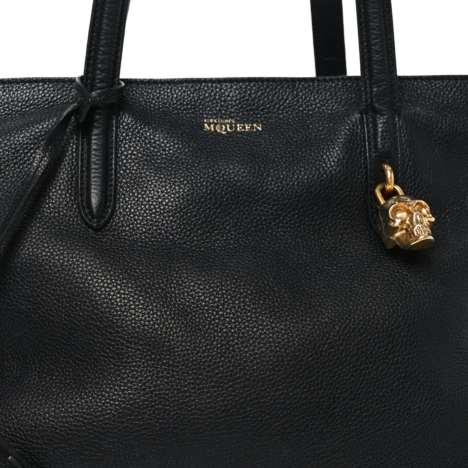Alexander McQueen Pebbled Calfskin Large Skull Padlock Zip Around