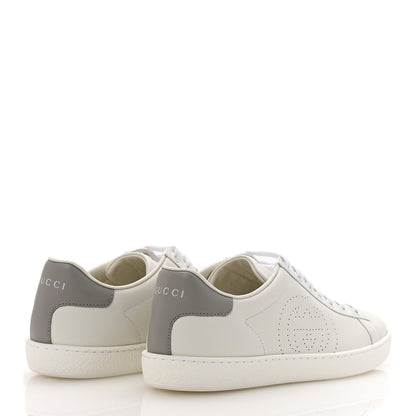Gucci Calfskin Interlocking G Perforated Womens Ace Sneakers 37.5 White Grey Sky 5 of 10