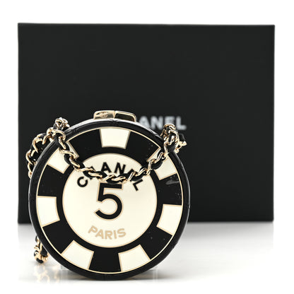 Chanel Lambskin Enamel Quilted Round Poker Chip Clutch With Chain Black White 11 of 11