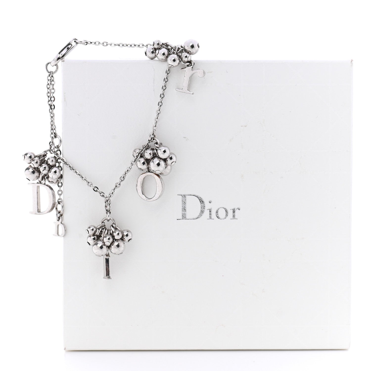 Christian Dior Metal Logo Charm Bracelet Silver 6 of 6