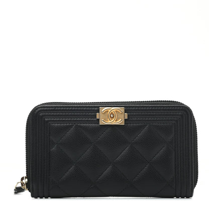 Chanel Caviar Quilted Small Boy Zip Around Wallet Black 1 of 8