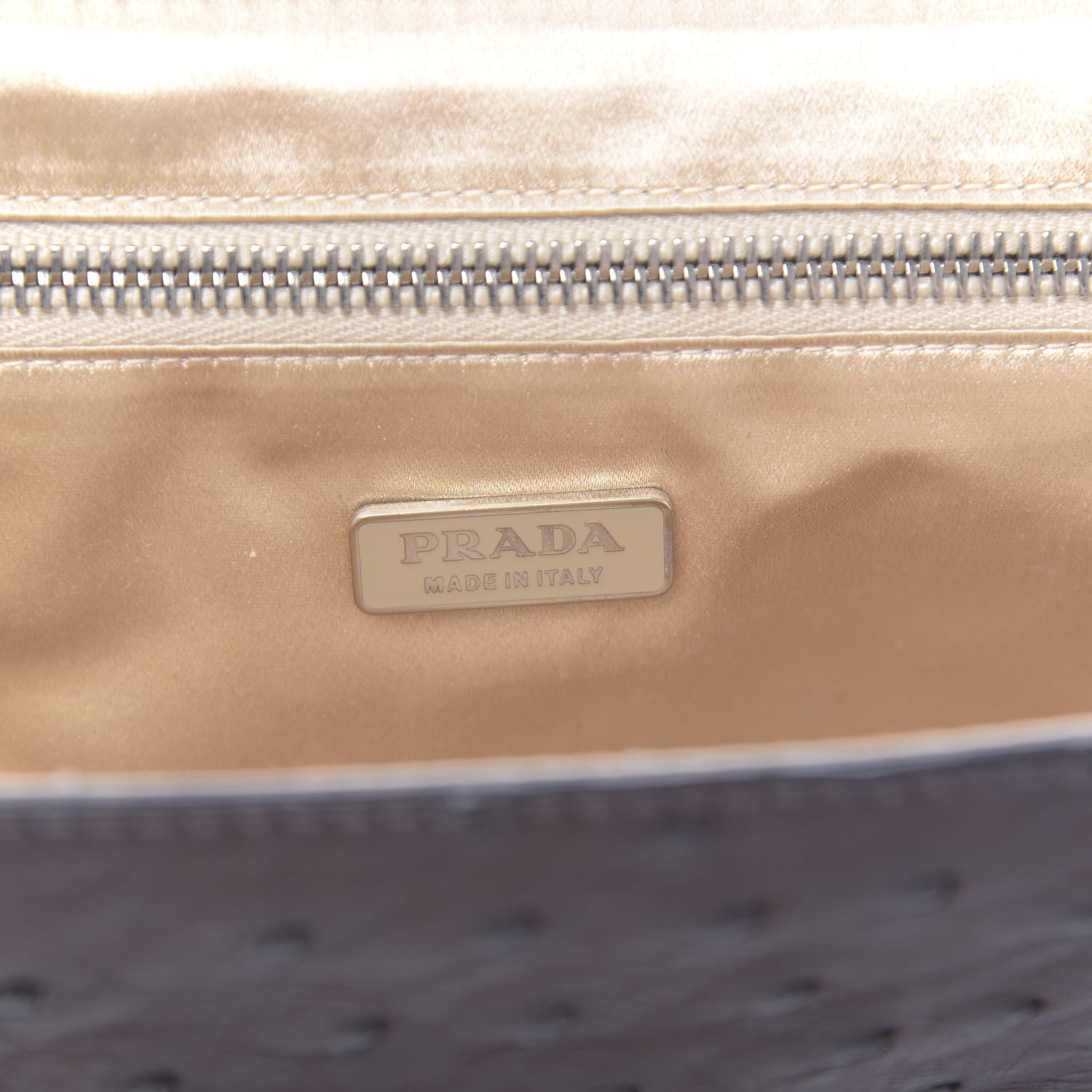 Prada Ostrich Beaded Bag Brown 6 of 10