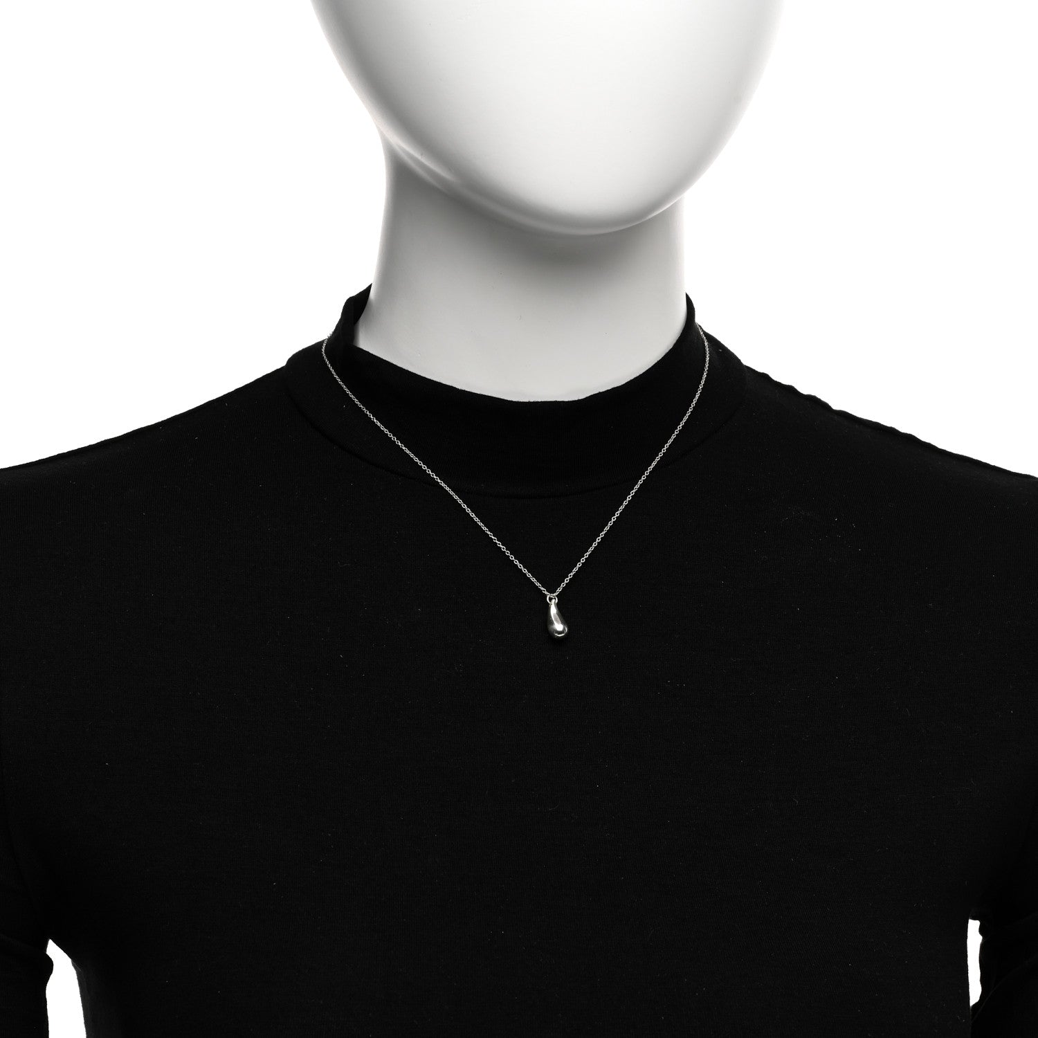 Tiffany Sterling Silver 12mm Elsa Peretti Teardrop Pendant Necklace 2 of 4