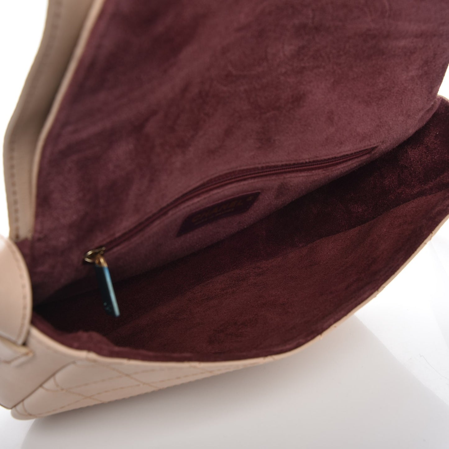 Calfskin Quilted Saddle Messenger Flap Beige