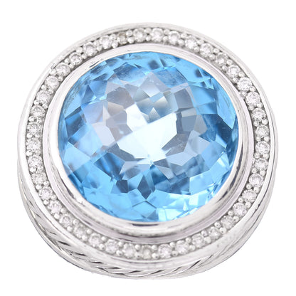 David Yurman Sterling Silver Diamond Blue Topaz 25mm Cerise Ring 56 7.5 1 of 5