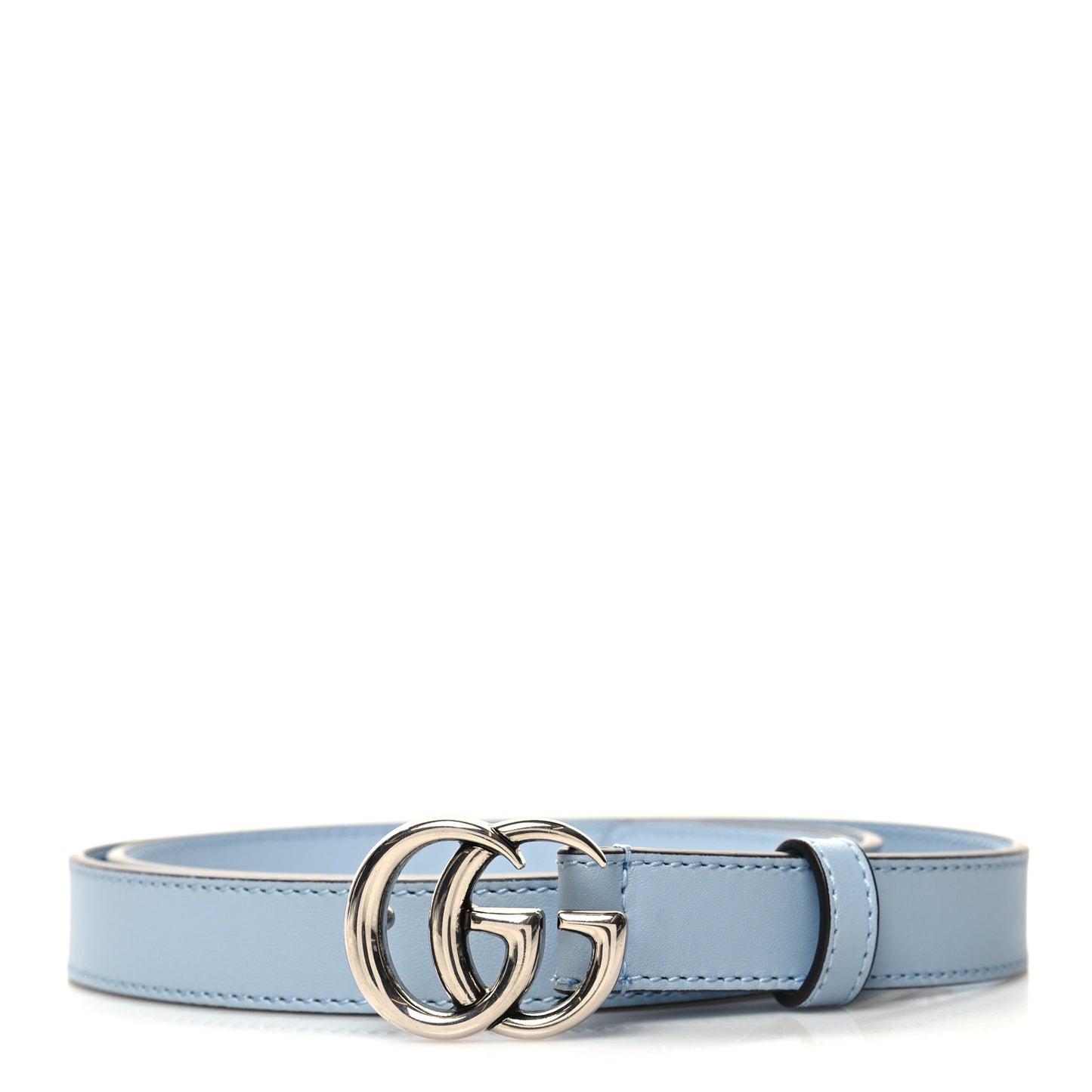 Moon Calfskin Palladium Double G 20mm Belt 95 38 Porcelain Light Blue