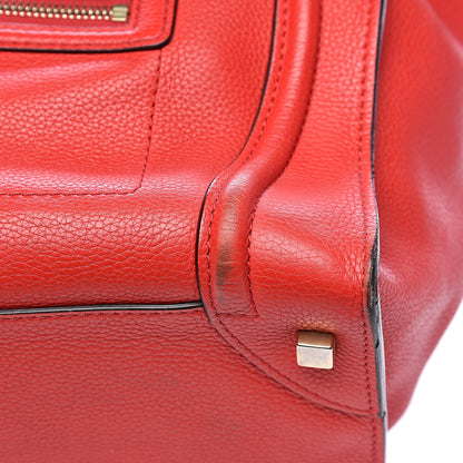 Celine Drummed Calfskin Mini Luggage Red 14 of 21