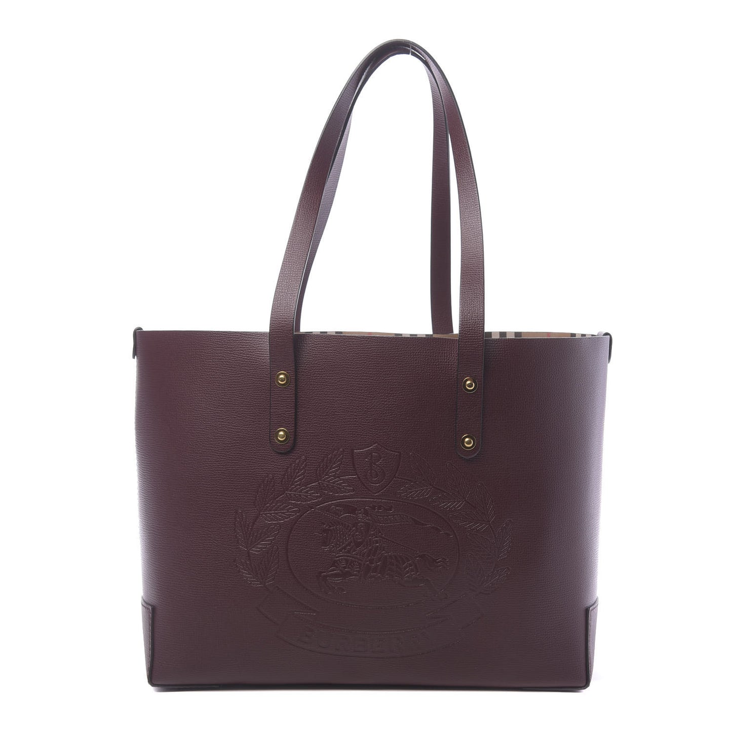 Calfskin Crest Embossed Small Tote Burgundy