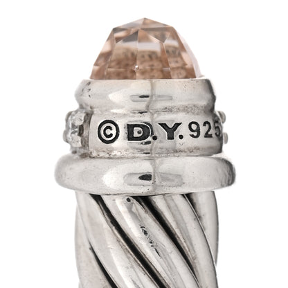 David Yurman Sterling Silver Diamond Morganite 5mm Cable Classics Bracelet 3 of 3