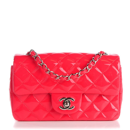 Chanel Patent Calfskin Quilted Mini Rectangular Flap Coral 1 of 8