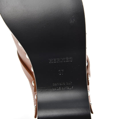 Hermes Heritage Calfskin Carlotta Mules 37 Naturel 6 of 7