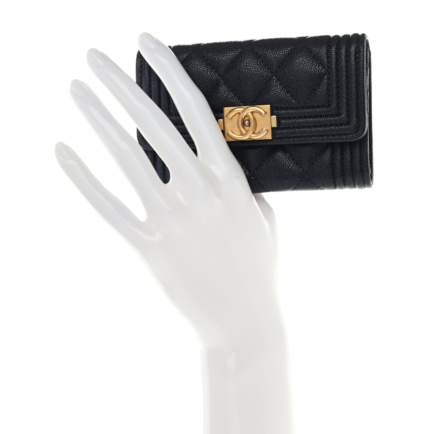 Chanel Caviar Quilted Boy Flap Card Holder Navy 2 of 9