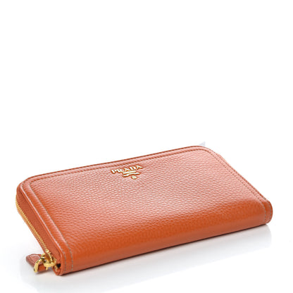 Prada Vitello Daino Zip Around Wallet Papaya 4 of 10
