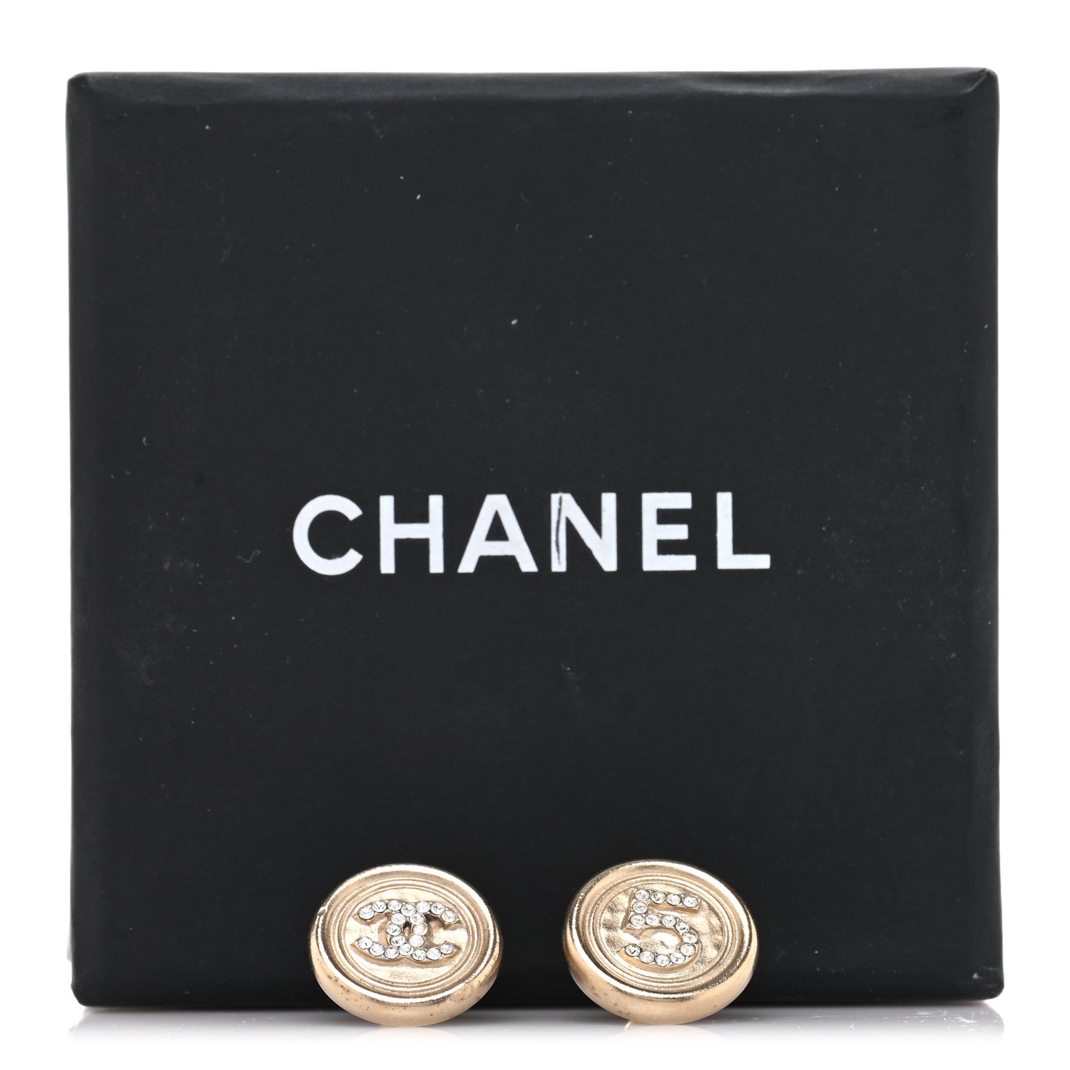 Chanel Crystal CC No 5 Round Earrings Gold 5 of 5