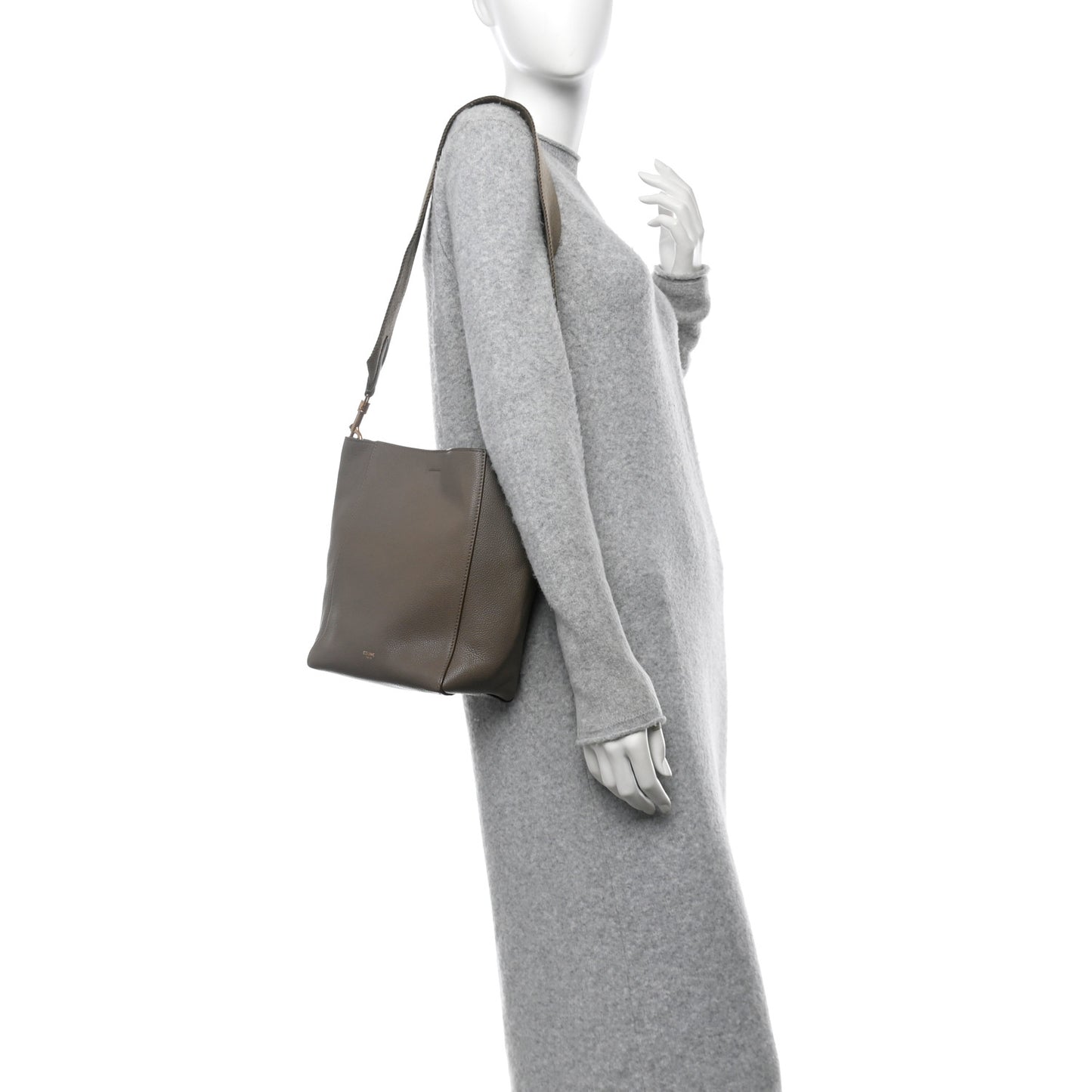 Soft Grained Calfskin Small Sangle Bucket Bag Taupe