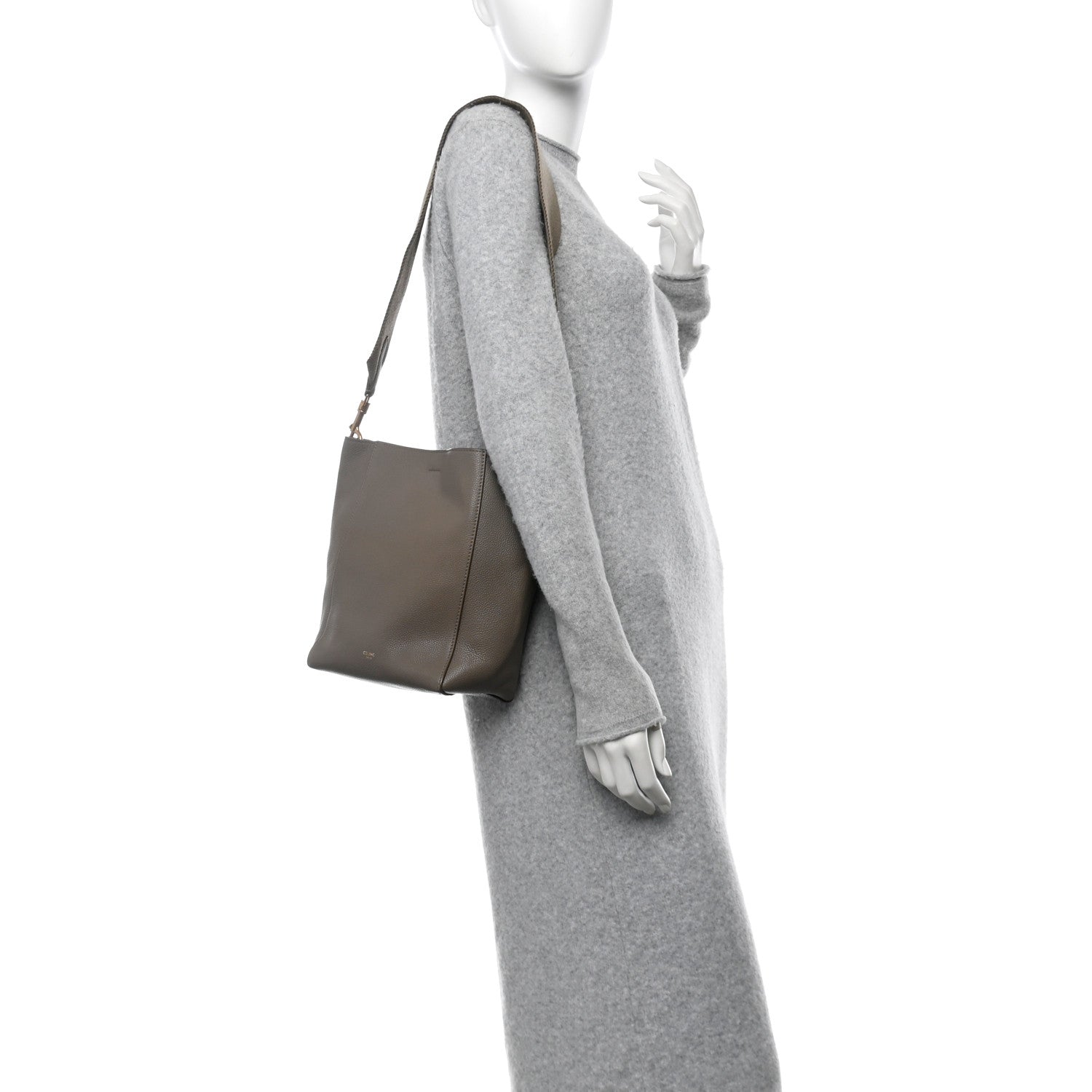 Celine Soft Grained Calfskin Small Sangle Bucket Bag Taupe 2 of 13
