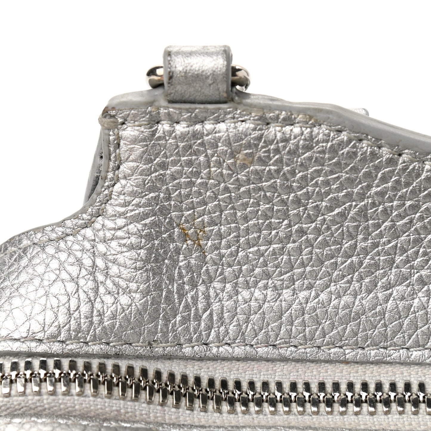 Metallic Grained Calfskin Neo Classic Silver Hardware Mini City Silver