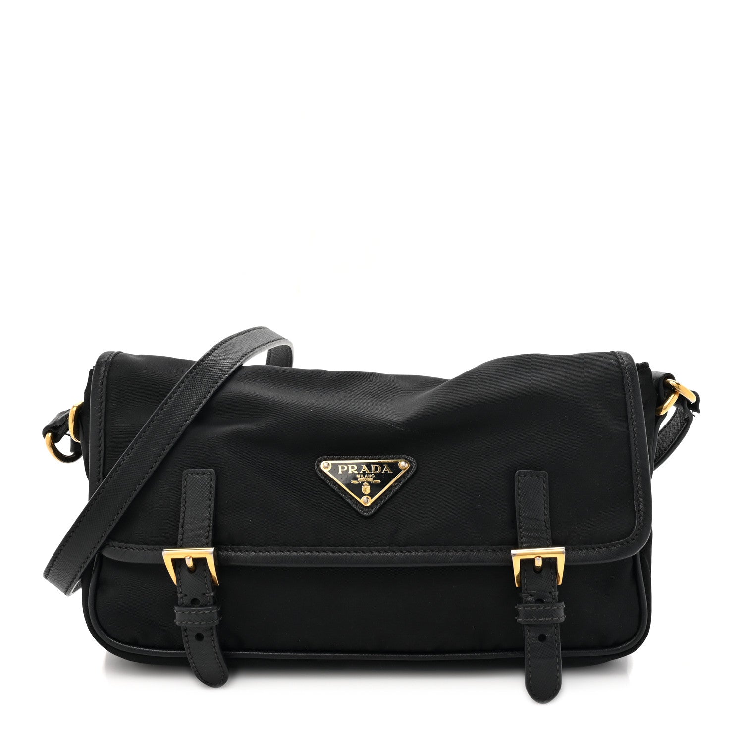 Prada Tessuto Nylon Saffiano Small Messenger Bag Black 1 of 15