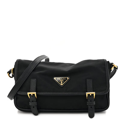 Prada Tessuto Nylon Saffiano Small Messenger Bag Black 1 of 15