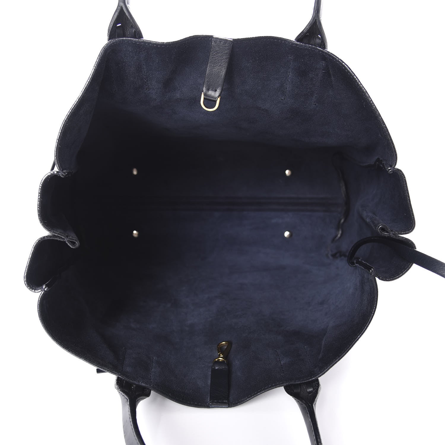 Lanvin Smooth Calfskin Small Fringe Shopper Tote Black Navy 5 of 15