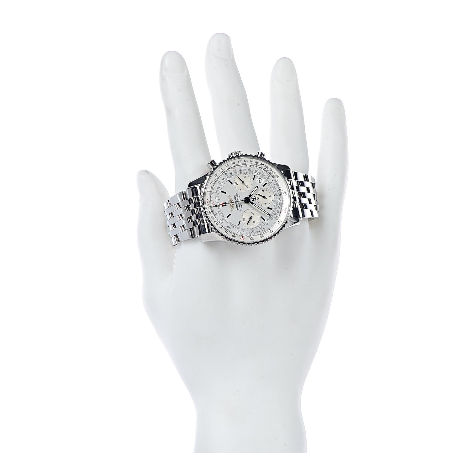 Stainless Steel 42mm Navitimer Chronograph Automatic Watch White A23322