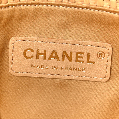 Chanel Braided Raffia Stitched Small Shopping Bag Dark Beige Black 6 of 12