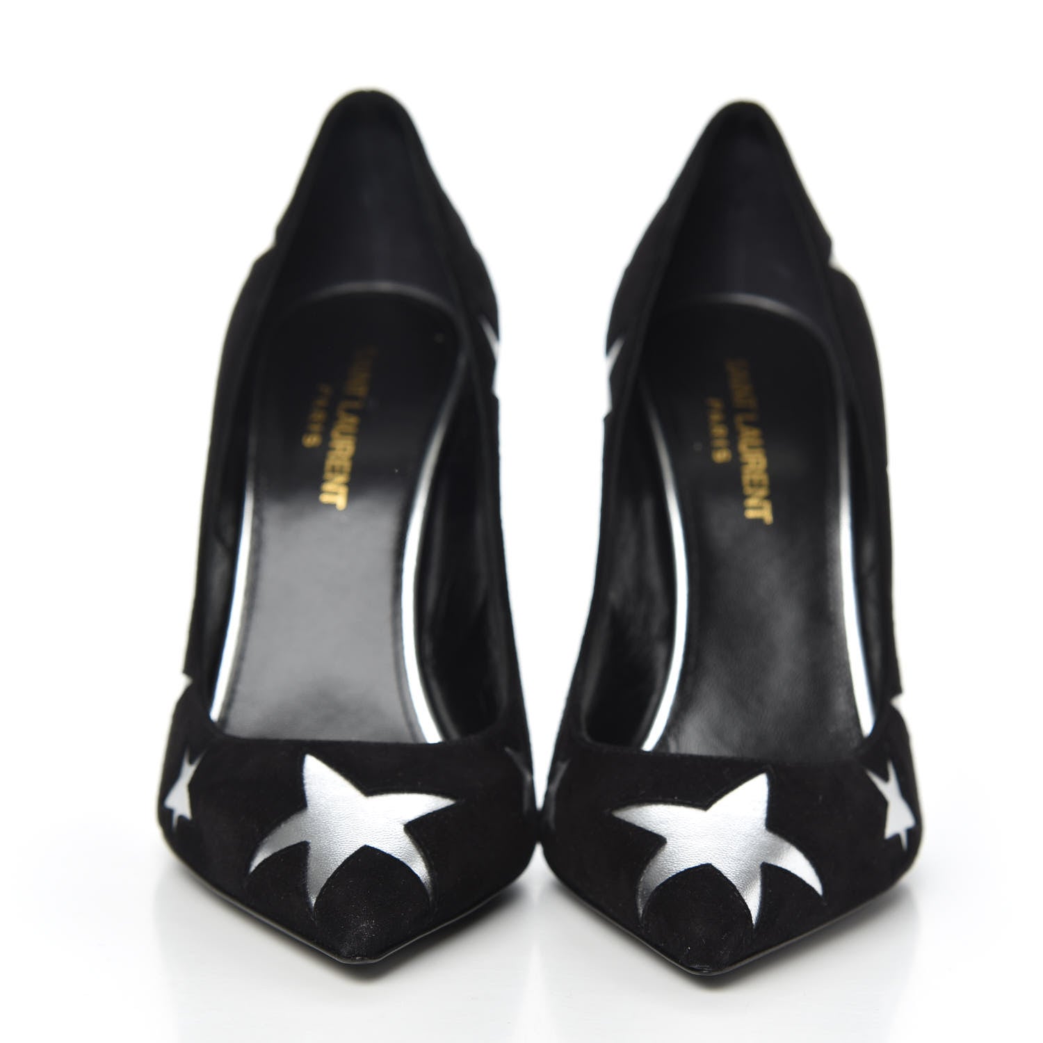 Saint Laurent Kid Scamosciato Anja Star 105 Pumps 38 Black Silver 2 of 9