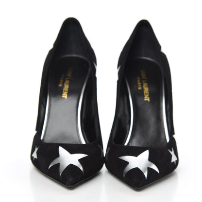Saint Laurent Kid Scamosciato Anja Star 105 Pumps 38 Black Silver 2 of 9