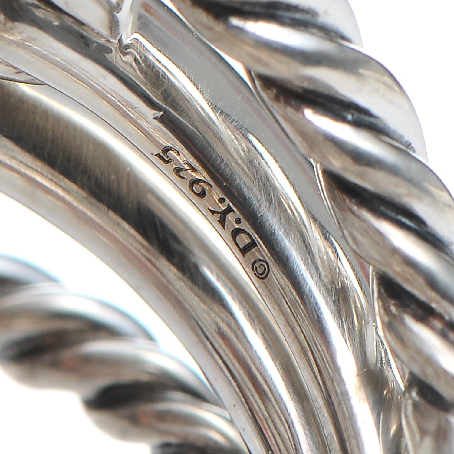David Yurman Sterling Silver Diamond Wellesley Link 4 Row Ring 50.6 5.5 6 of 7