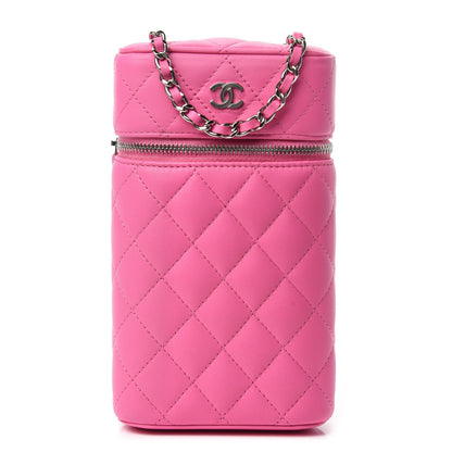 Chanel Lambskin Quilted Phone Holder With Chain Pink 1 of 10