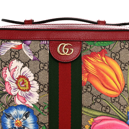 Gucci GG Supreme Monogram Flora Web Small Ophidia Top Handle Shoulder Bag Hibiscus Red 8 of 12