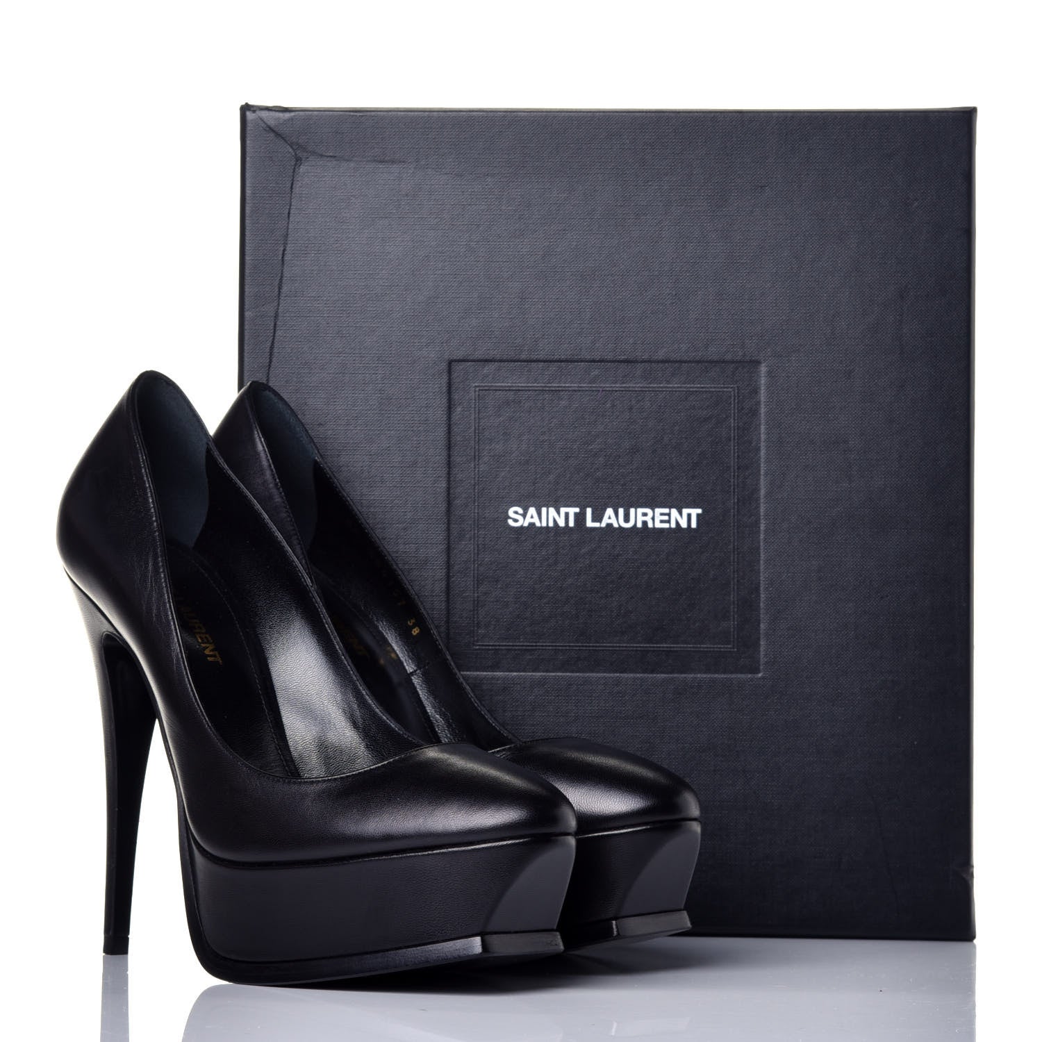 Saint Laurent Calfskin Tripon Tribute 105 Pumps 38 Black 8 of 8