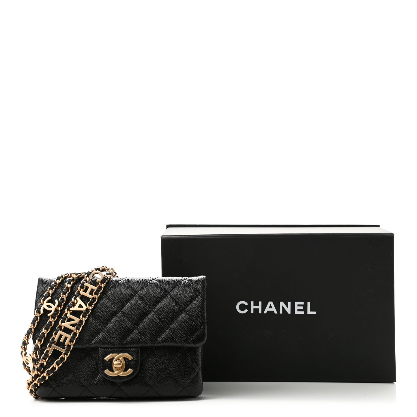 Shiny Caviar Pick Me Up Flap Belt Bag Black