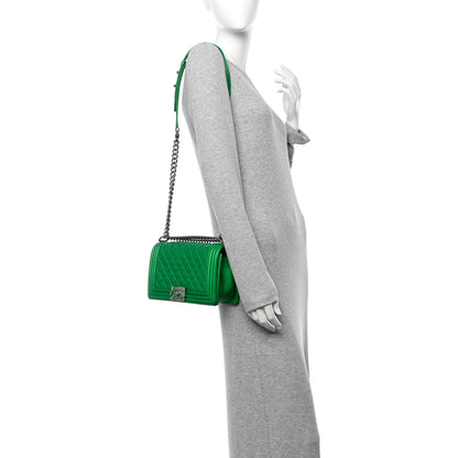 Chanel Metallic Calfskin Quilted Medium Boy Flap Green 2 of 10