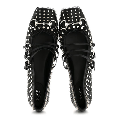 Gucci Nappa Carmaque Studded Horsebit Ballet Flats 39.5 Black 2 of 11