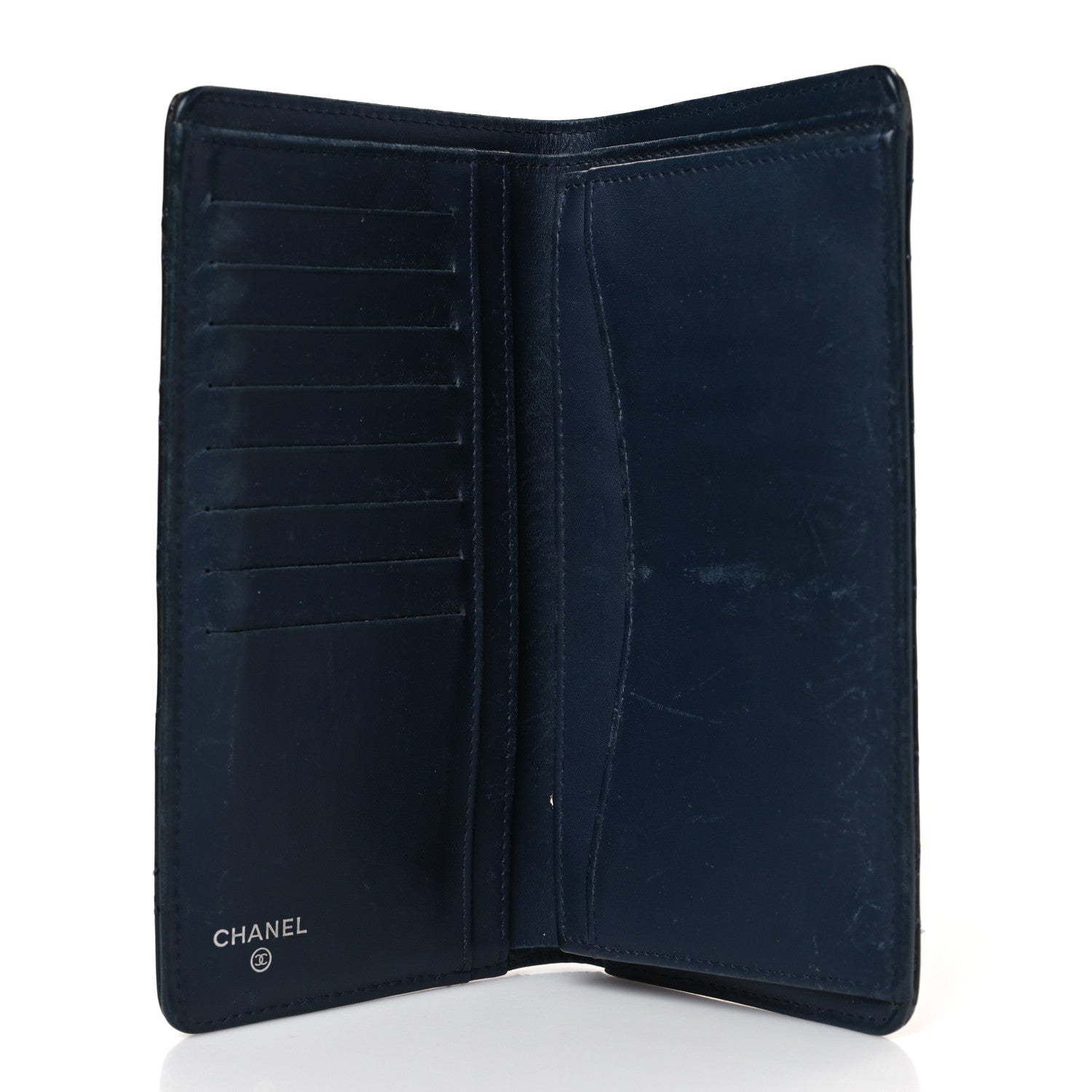Chanel Patent Calfskin Quilted Yen Wallet Blue 5 of 13