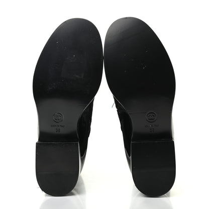 Chanel Wool Patent Cap Toe Lace Up High Boots 38 Black 5 of 11