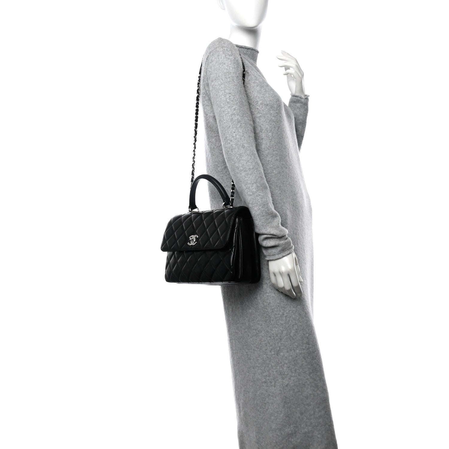 Chanel Lambskin Quilted Medium Trendy CC Flap Dual Handle Bag Black 2 of 9