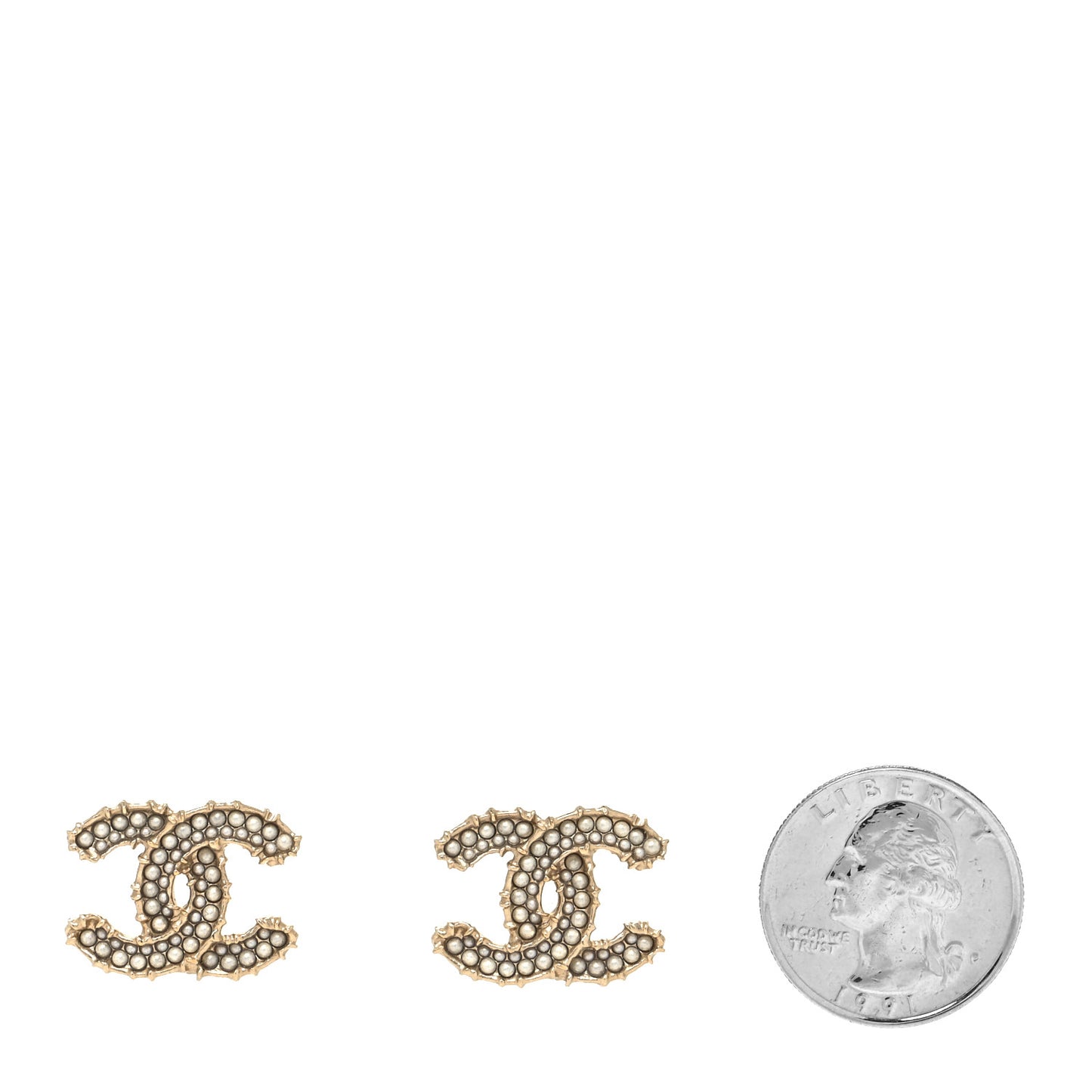 Pearl CC Camellia Express Stud Earrings Gold