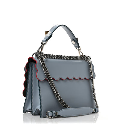 Fendi Vitello Liberty Lucido Flowerland Scalloped Studded Kan I Shoulder Bag Azzurro Polvere Multicolor 3 of 9