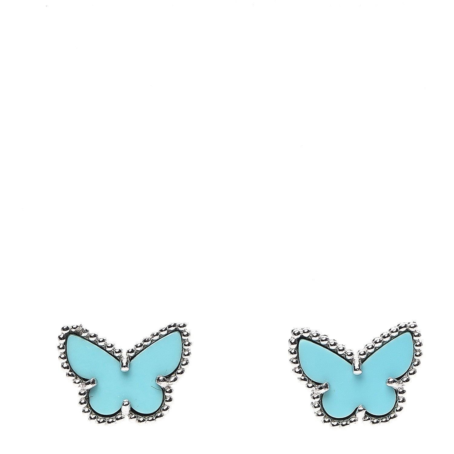 Van Cleef & Arpels 18K White Gold Turquoise Sweet Alhambra Butterfly Earrings 1 of 5