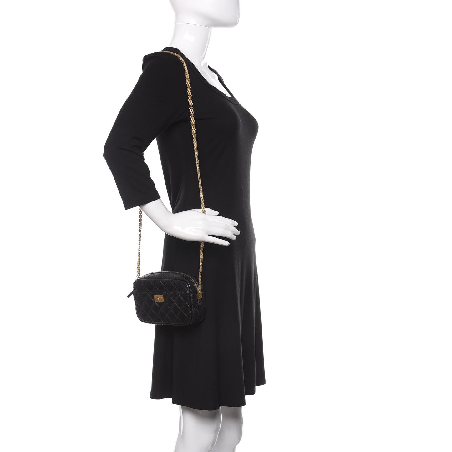 Aged Calfskin Quilted Mini Reissue Camera Case Black