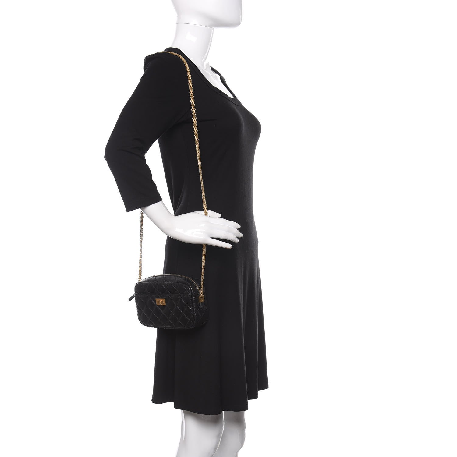 Chanel Aged Calfskin Quilted Mini Reissue Camera Case Black 2 of 10