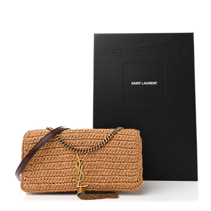 Saint Laurent Raffia Monogram Tassel Kate 99 Dark Nude 11 of 11